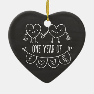 1st Anniversary Gift for Her Chalk  Heart Ornament