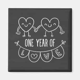 1st Anniversary Gift for Her Chalk Hearts Magnet