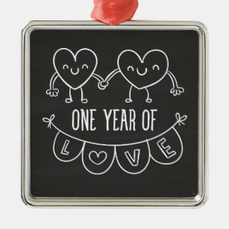 1st Anniversary Gift for Her Chalk Square Ornament