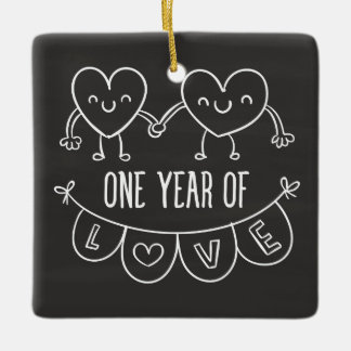 1st Anniversary Gift for Her Chalk Square Ornament