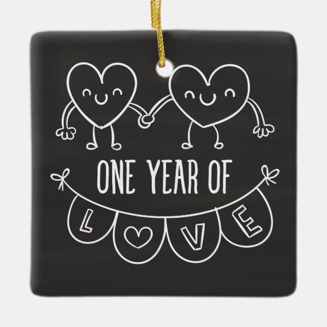 1st Anniversary Gift for Her Chalk Square Ornament (Front)