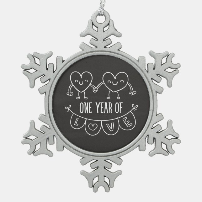1st Anniversary Gift for Her Snowflake Ornament (Front)