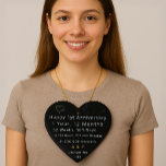 1st Anniversary Heart  Ceramic Tree Decoration<br><div class="desc">Commemorate your first year together with this beautifully crafted 1st Anniversary heart ornament. Featuring a sleek black design, this ornament displays your time together in months, weeks, days, hours, minutes, and seconds. It includes personalised initials and the touching phrase "United for life, " symbolising a love meant to last. Perfect...</div>