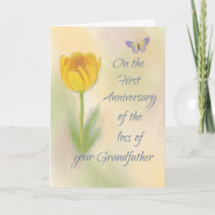 1st Anniversary Loss of Grandpa Watercolor Flower Card