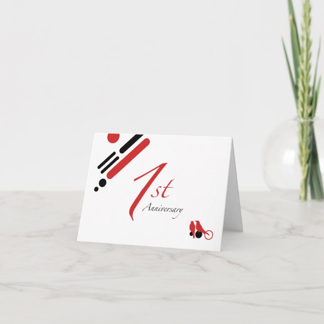 1st Anniversary (mod birds) Card (Front)