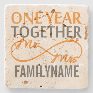 1st Anniversary Mr. & Mrs Infinity Personalised Stone Coaster