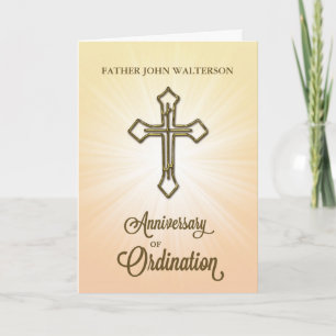 1st Anniversary of Ordination, Gold Cross on Starb Card