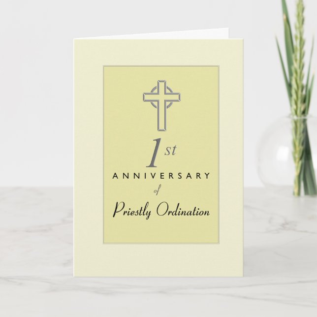 1st Anniversary of Priest with Embossed Cross, Re Card (Front)