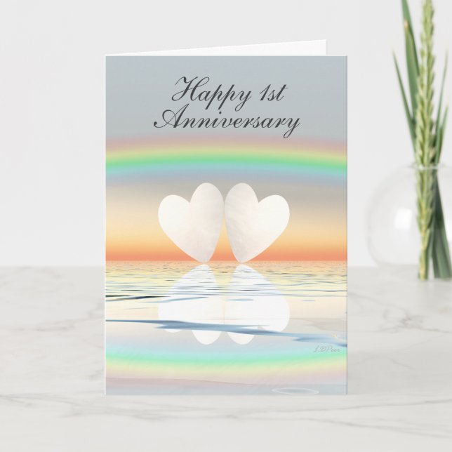 1st Anniversary Paper Hearts Card (Front)
