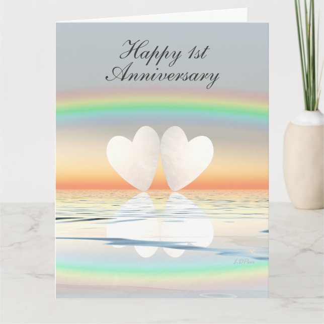 1st Anniversary Paper Hearts Card (Front)