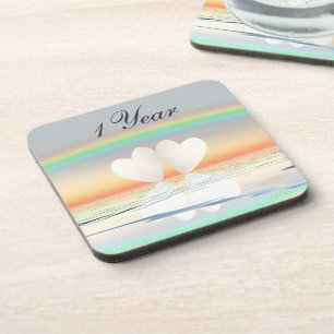 1st Anniversary Paper Hearts Coaster