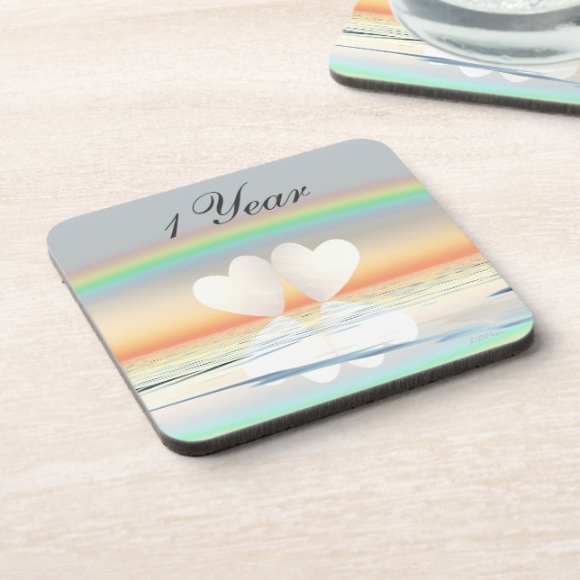 1st Anniversary Paper Hearts Coaster (Left Side)