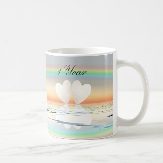 1st Anniversary Paper Hearts Coffee Mug (Right)