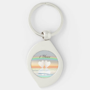 1st Anniversary Paper Hearts Key Ring