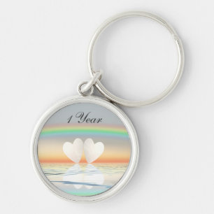 1st Anniversary Paper Hearts Key Ring