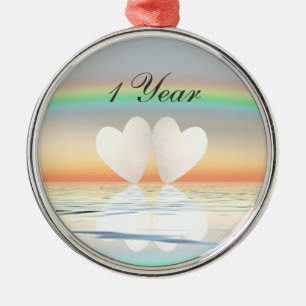 1st Anniversary Paper Hearts Metal Tree Decoration