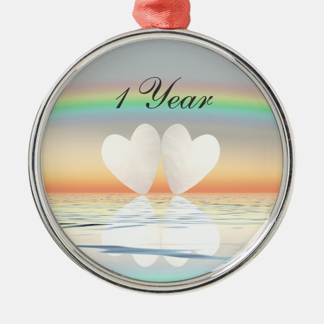 1st Anniversary Paper Hearts Metal Tree Decoration (Front)