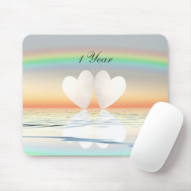 1st Anniversary Paper Hearts Mouse Mat (With Mouse)