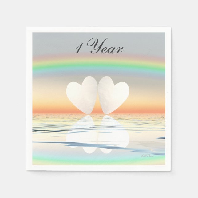 1st Anniversary Paper Hearts Napkin (Front)