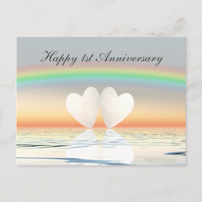 1st Anniversary Paper Hearts Postcard (Front)