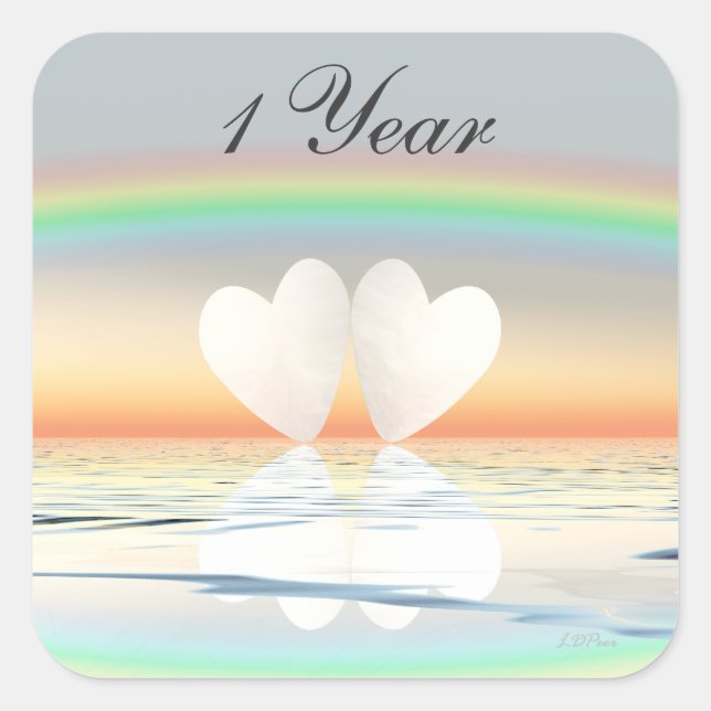 1st Anniversary Paper Hearts Square Sticker (Front)