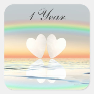 1st Anniversary Paper Hearts Square Sticker
