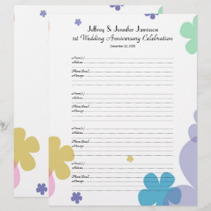 1st Anniversary Party Guest Book Sign-In Page