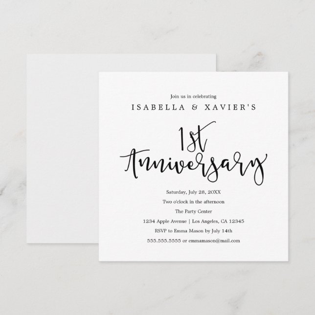 1st Anniversary | Party Invitation (Front/Back)
