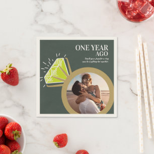 1st anniversary party peridot ring photo green  napkin