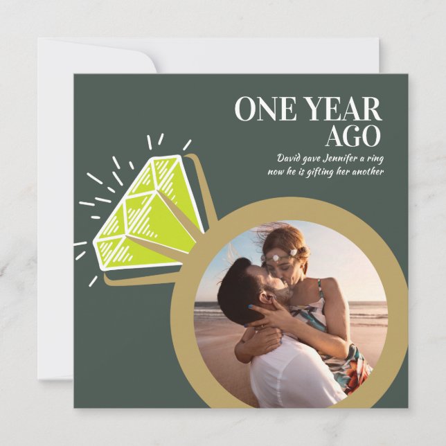 1st anniversary party peridot ring photos green invitation (Front)