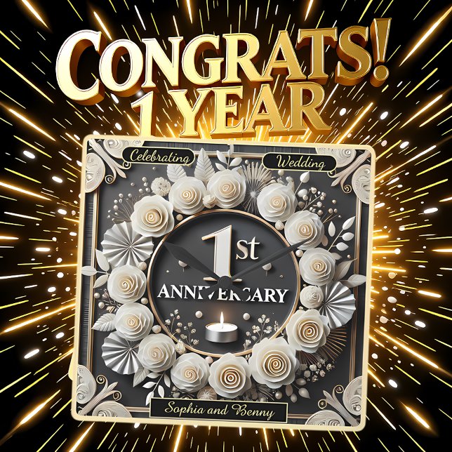 1st Anniversary Special Milestone  Square Wall Clock (Creator Uploaded)