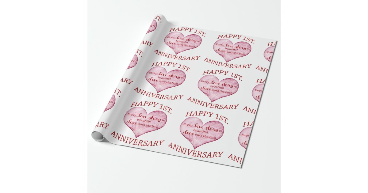1st. Anniversary Wrapping Paper | Zazzle
