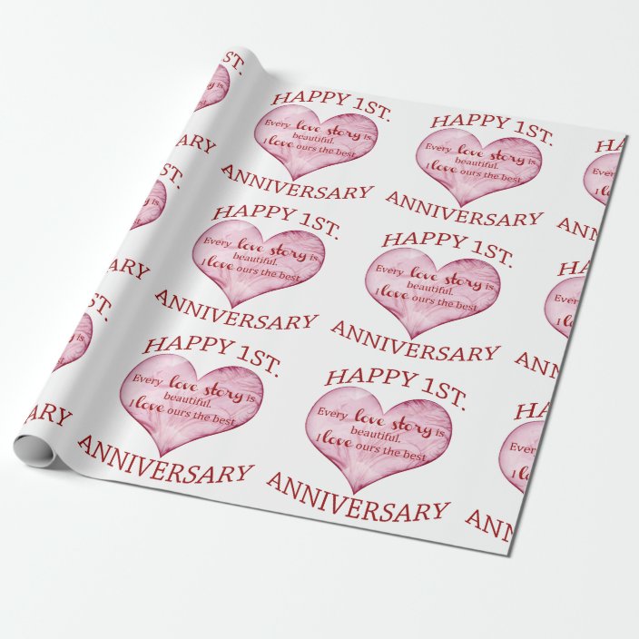 1st. Anniversary Wrapping Paper Zazzle.co.uk