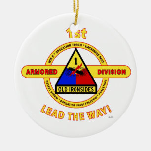 1ST ARMORED DIVISION "OLD IRONSIDES" CERAMIC TREE DECORATION