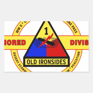 1ST ARMORED DIVISION "OLD IRONSIDES" RECTANGULAR STICKER