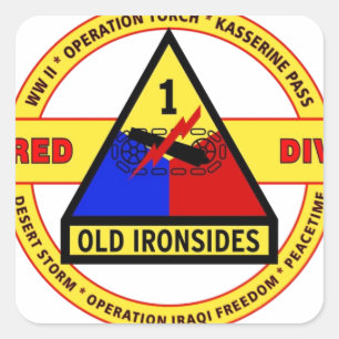 1ST ARMORED DIVISION "OLD IRONSIDES" SQUARE STICKER