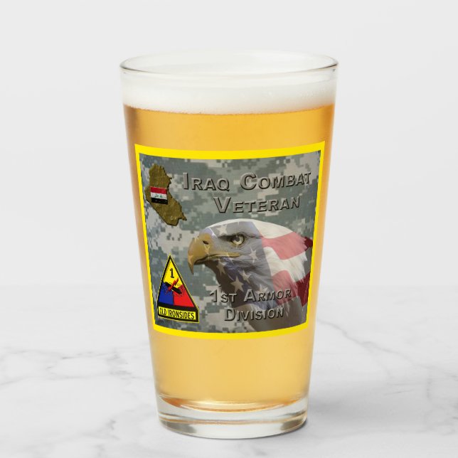 1st Armour Div Iraq Combat Veteran Glass (Front Filled)
