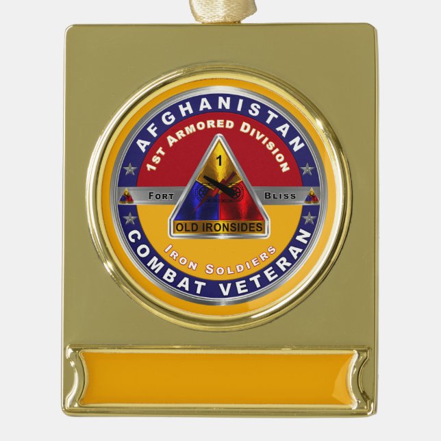 1st Armoured Division Afghanistan Veteran Gold Plated Banner Ornament (Front)