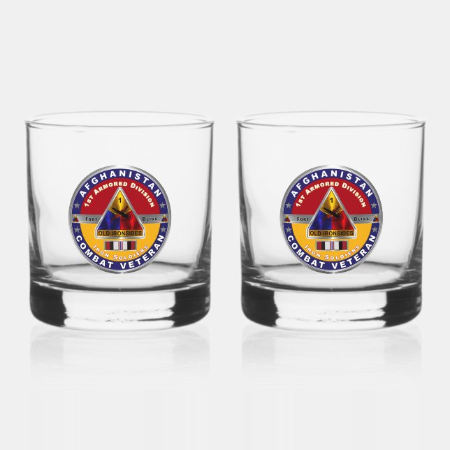 1st Armoured Division Afghanistan Veteran Whiskey Glass (Front)