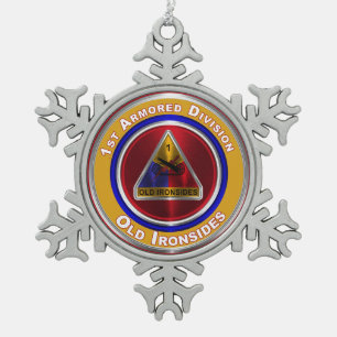 1st Armoured Division Keepsake Christmas  Snowflake Pewter Christmas Ornament
