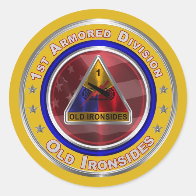1st Armoured Division “Old Ironsides” Classic Round Sticker (Front)