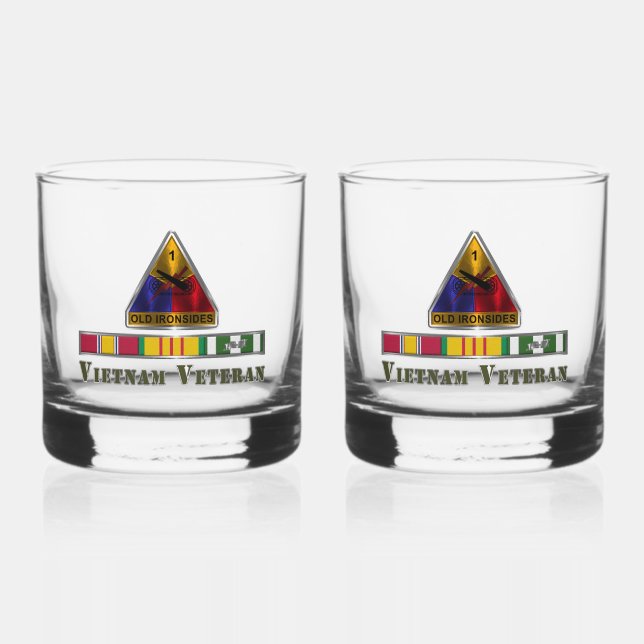 1st Armoured Division Vietnam Veteran Whiskey Glass (Front)