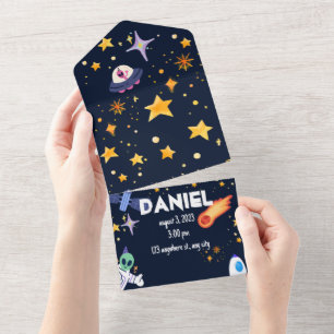 1st astronaut flight Rocket Birthday All In One Invitation