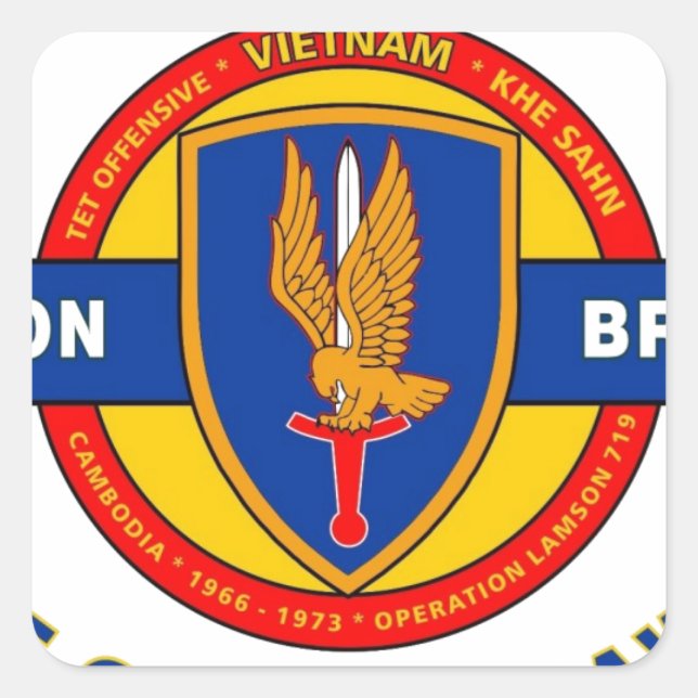 1ST AVIATION BRIGADE VIETNAM "GOLDEN HAWKS" SQUARE STICKER (Front)