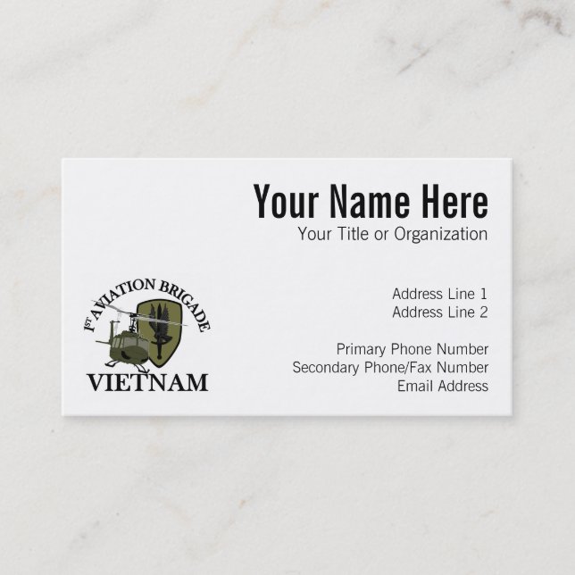 1st AVN BDE Vietnam Vet Huey Business Card (Front)