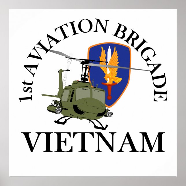 1st Avn Bde Vietnam Vet Huey Poster (Front)