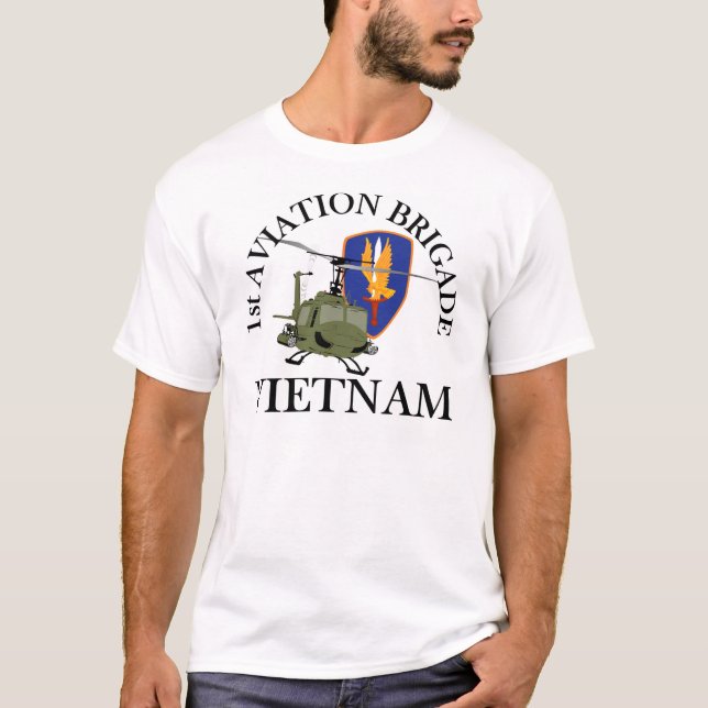 1st Avn Bde Vietnam Vet Huey T-Shirt (Front)