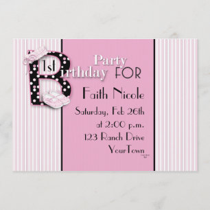 1st Baby Girl Birthday Invitation