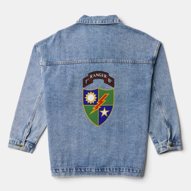 1St Battalion 75Th Ranger Regit  Denim Jacket (Back)