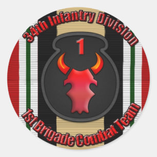 1st BCT 34th ID Classic Round Sticker